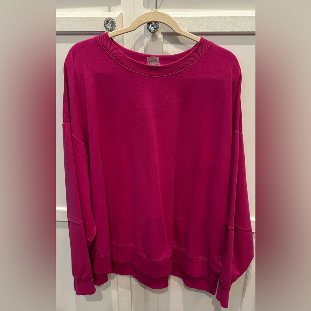 3X All in Motion Pink Oversized Long Sleeve Sweatshirt